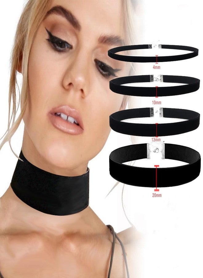 PINCHUAN 4PCS Black Choker Necklace for Women Velvet Choker Heart Pendant Necklace Classic Lace Choker Necklaces for Girls Gothic Lace Chokers Choker Gifts for Girls-4PCS Black - Image 3